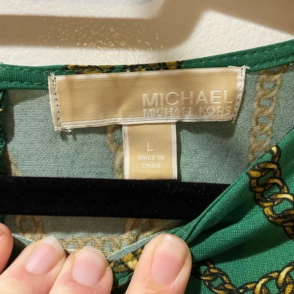 Michael Kors Green and Gold Chain Dress - Picture 3 of 6
